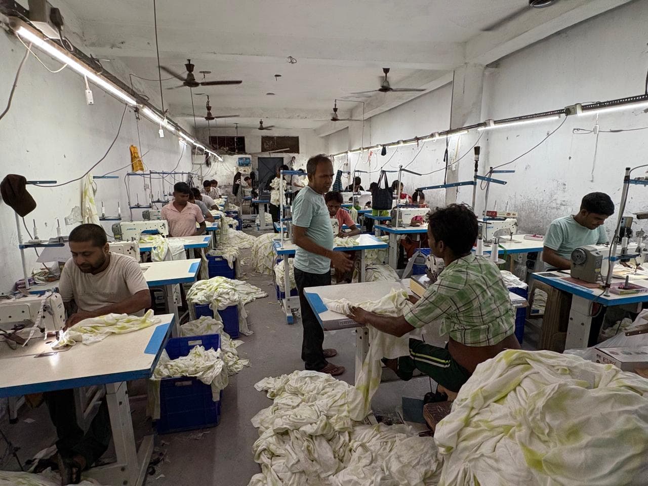 Sewing workstations in active production