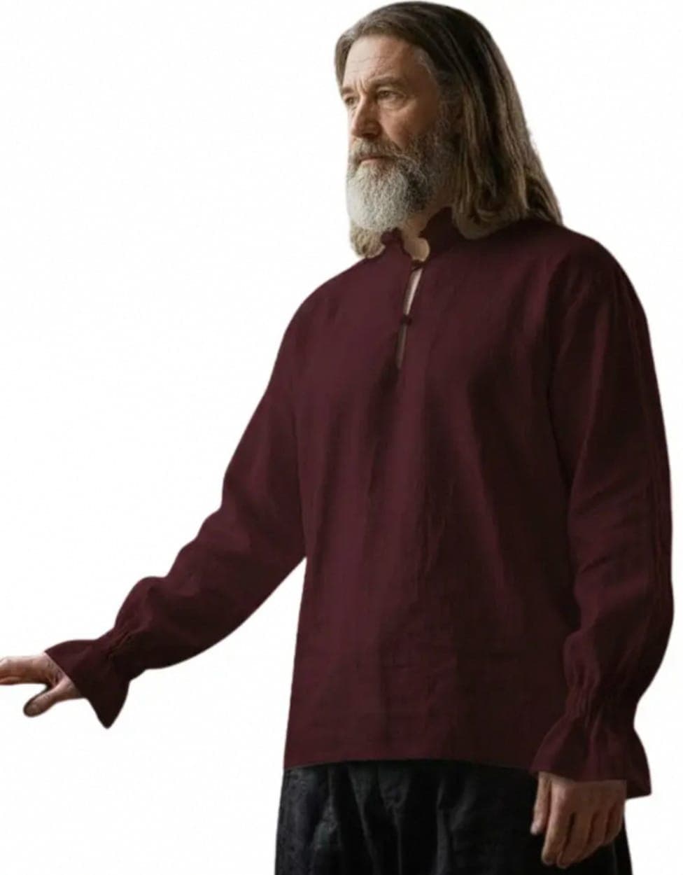 Men's Burgundy Ruffle-Cuff Shirt — Shirts by Magic Clothing Circle