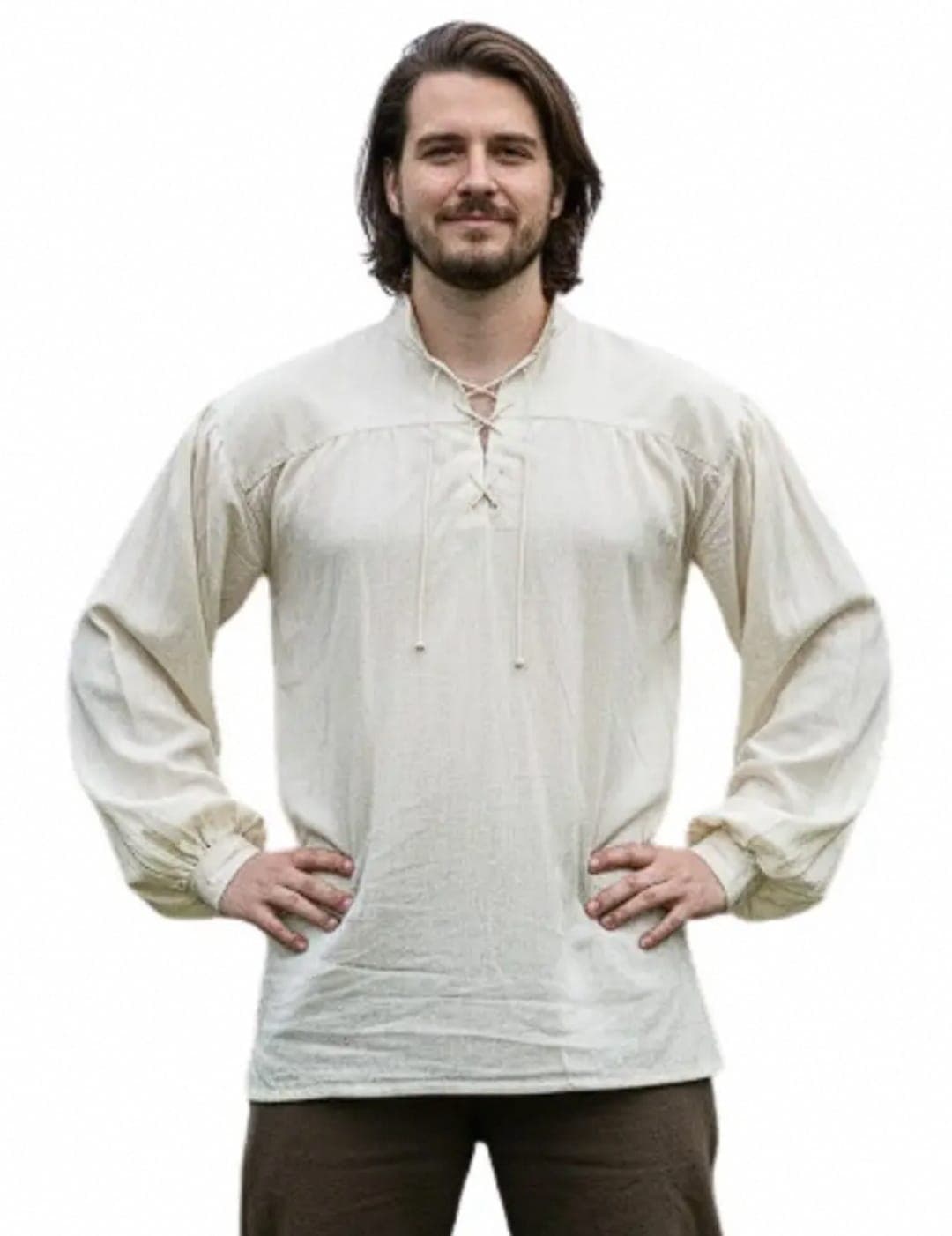 Men's Cream Lace-Up Poet Shirt — Shirts by Magic Clothing Circle