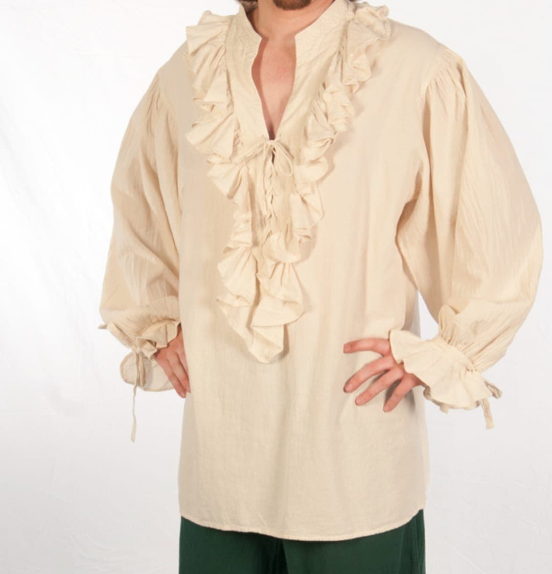 Men's Cream Ruffled Poet Shirt — Shirts by Magic Clothing Circle